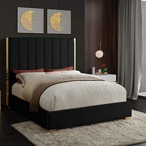 Florida King Sleigh Bed - Black Velvet