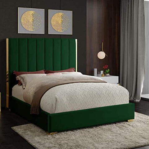 Florida King Sleigh Bed - Green Velvet