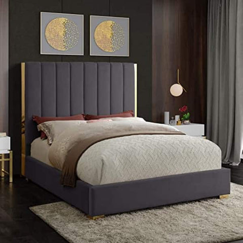 Florida King Sleigh Bed - Gray Velvet